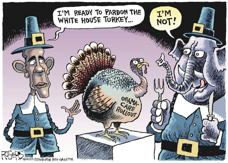 Political/Editorial Cartoon by Rob Rogers, The Pittsburgh Post-Gazette on America Celebrates Thanksgiving