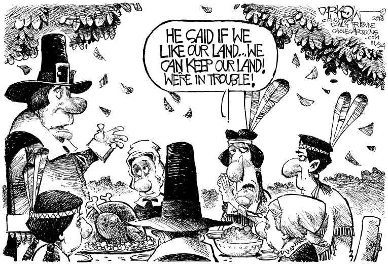Political/Editorial Cartoon by John Darkow, Columbia Daily Tribune, Missouri on America Celebrates Thanksgiving