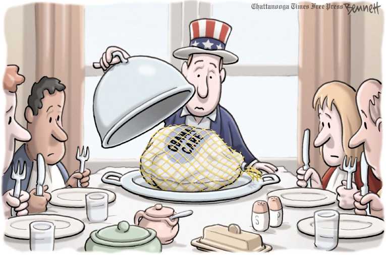 Political/Editorial Cartoon by Clay Bennett, Chattanooga Times Free Press on America Celebrates Thanksgiving