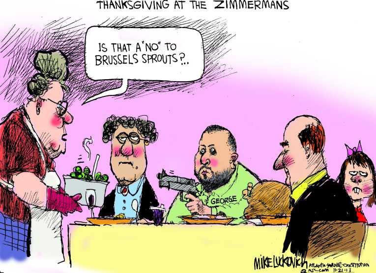 Political/Editorial Cartoon by Mike Luckovich, Atlanta Journal-Constitution on America Celebrates Thanksgiving