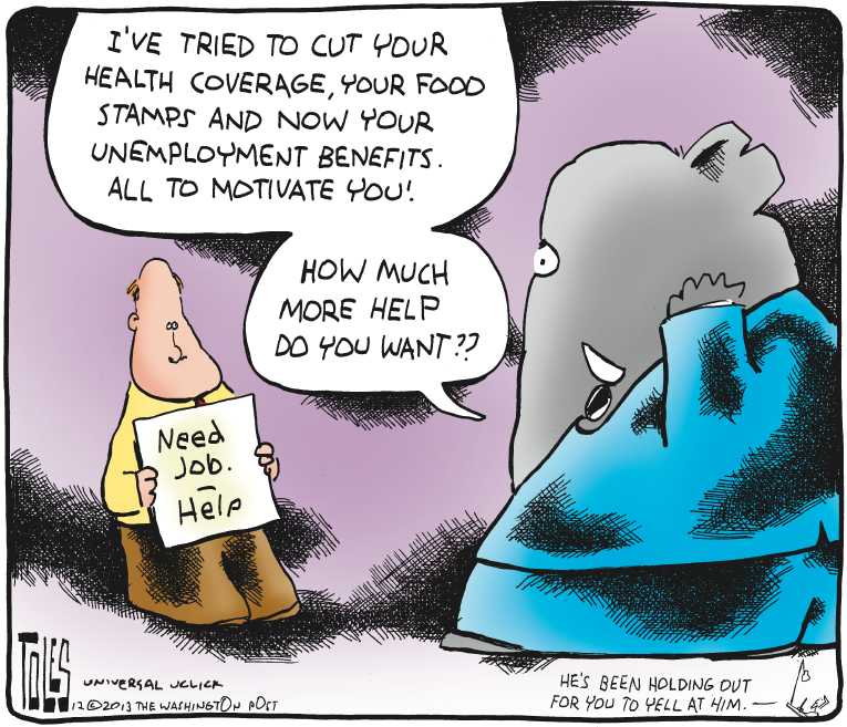 Political/Editorial Cartoon by Tom Toles, Washington Post on GOP Demands More Spending Cuts