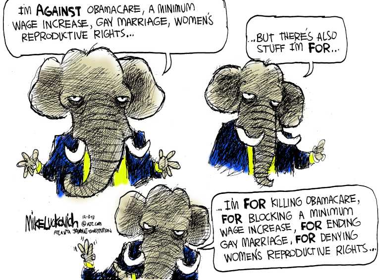 Political/Editorial Cartoon by Mike Luckovich, Atlanta Journal-Constitution on GOP Demands More Spending Cuts