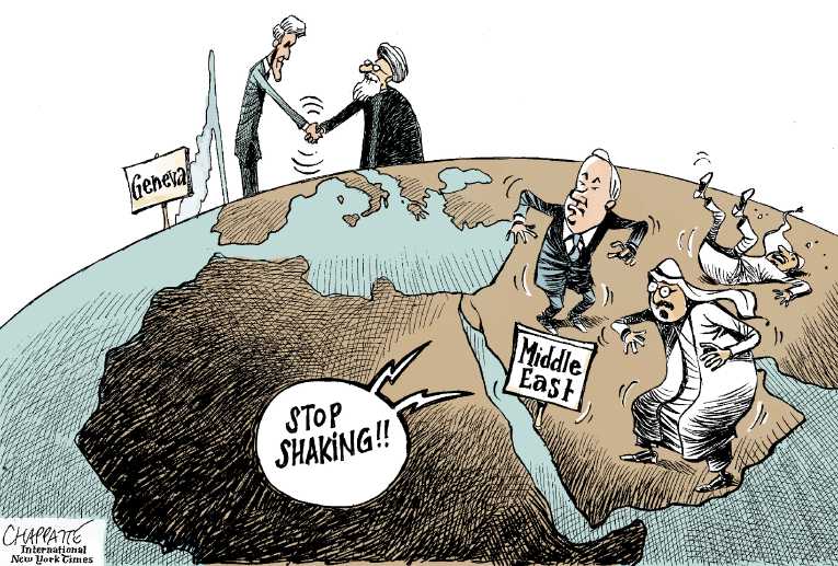 Political/Editorial Cartoon by Patrick Chappatte, International Herald Tribune on US, Iran Reach Agreement