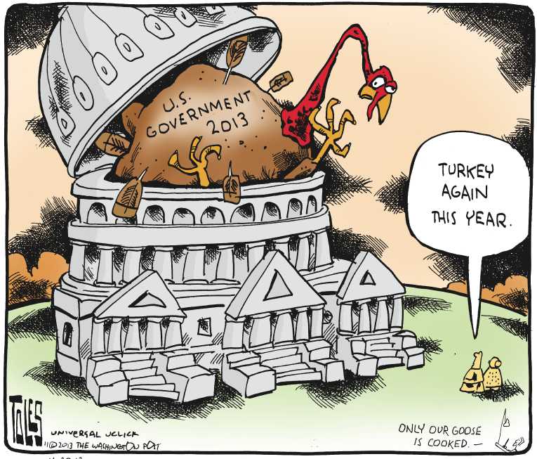 Political/Editorial Cartoon by Tom Toles, Washington Post on Thanksgiving Remembered