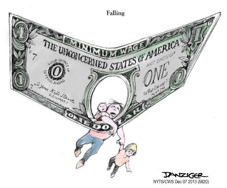 Political/Editorial Cartoon by Jeff Danziger, CWS/CartoonArts Intl. on Minimum Wage Debate Continues