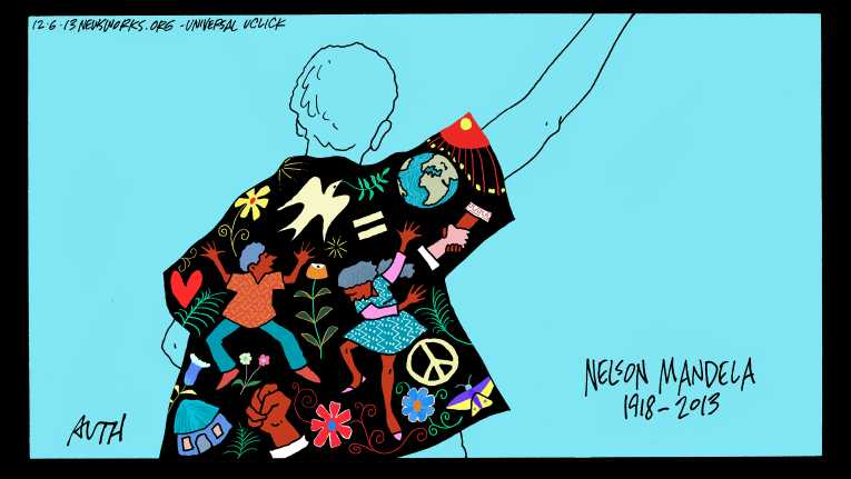 Political/Editorial Cartoon by Tony Auth, Philadelphia Inquirer on Nelson Mandela Dead at 95