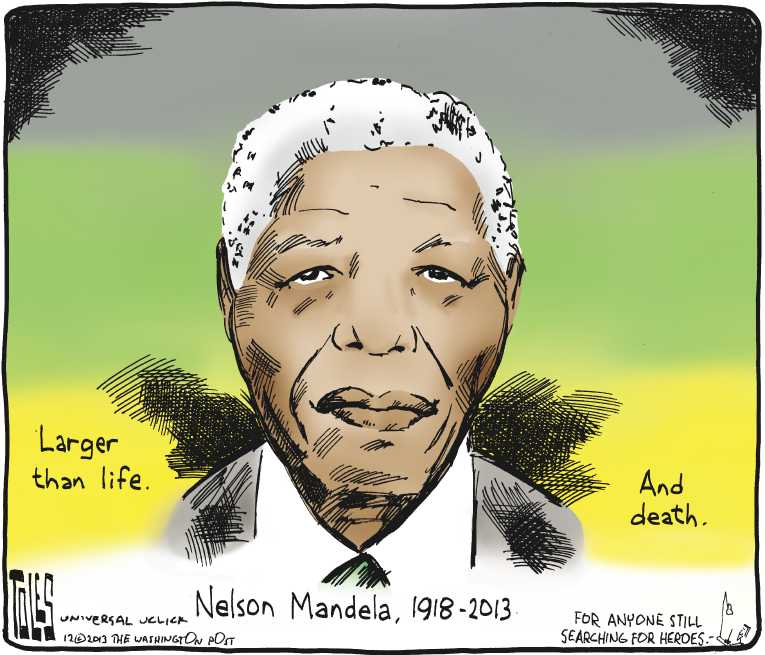Political/Editorial Cartoon by Tom Toles, Washington Post on Nelson Mandela Dead at 95