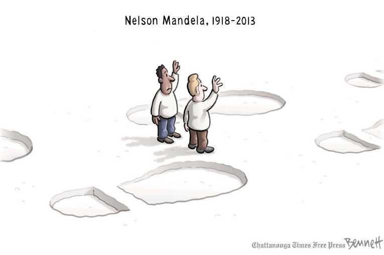 Political/Editorial Cartoon by Clay Bennett, Chattanooga Times Free Press on Nelson Mandela Dead at 95