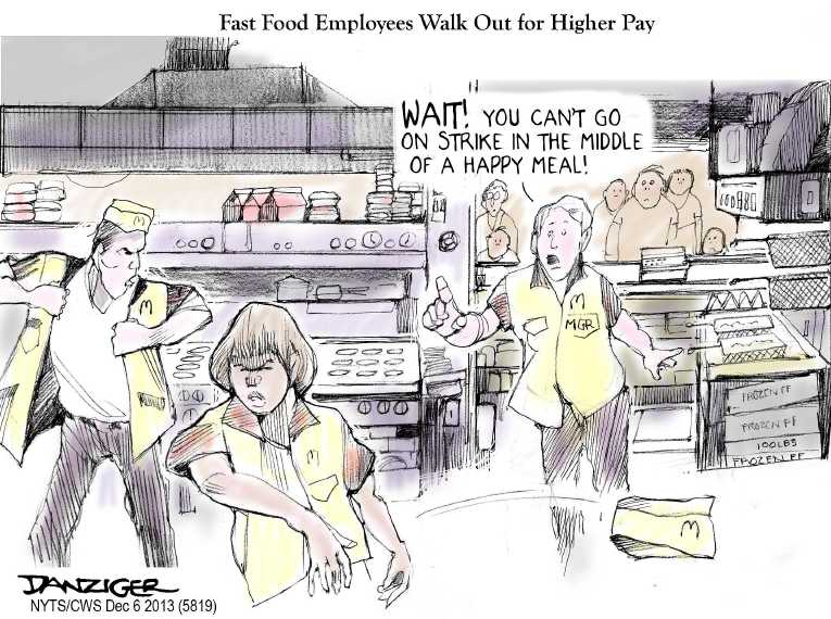Political/Editorial Cartoon by Jeff Danziger, CWS/CartoonArts Intl. on McDonald’s Holds the Line on Price