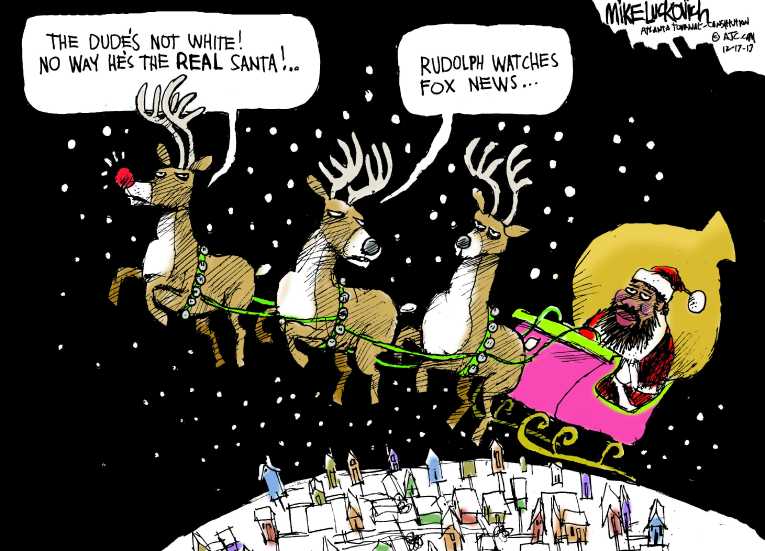 Political/Editorial Cartoon by Mike Luckovich, Atlanta Journal-Constitution on War on Christmas Escalates