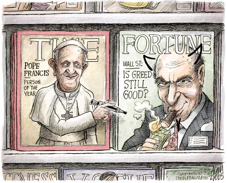 Political/Editorial Cartoon by Adam Zyglis, The Buffalo News on Pope Named Man of the Year