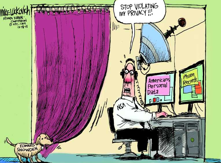 Political/Editorial Cartoon by Mike Luckovich, Atlanta Journal-Constitution on More Spying Revealed
