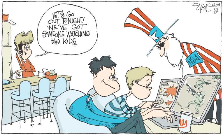 Political/Editorial Cartoon by Signe Wilkinson, Philadelphia Daily News on More Spying Revealed