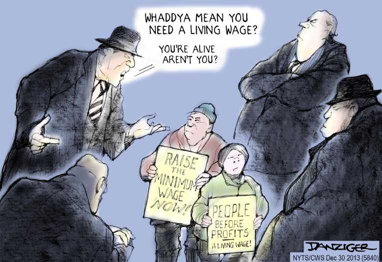 Political/Editorial Cartoon by Jeff Danziger, CWS/CartoonArts Intl. on Wages Decline