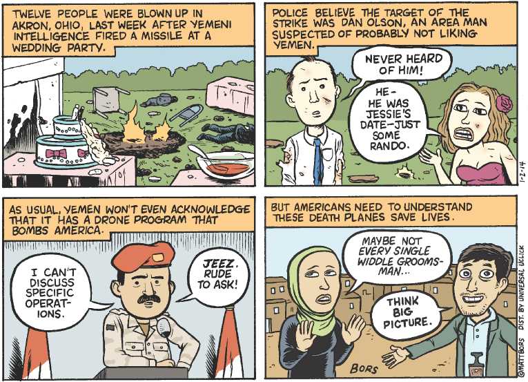 Political/Editorial Cartoon by Matt Bors on Civilians Killed by Drones