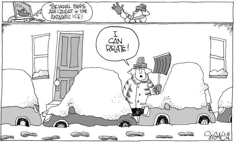 Political/Editorial Cartoon by Signe Wilkinson, Philadelphia Daily News on Arctic Blast Freezes Nation