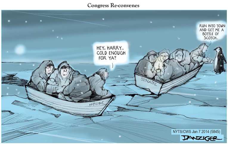 Political/Editorial Cartoon by Jeff Danziger, CWS/CartoonArts Intl. on Arctic Blast Freezes Nation