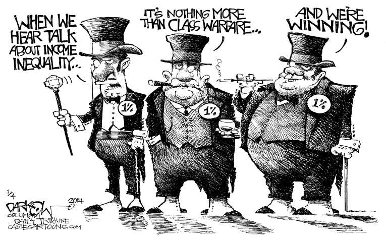Political/Editorial Cartoon by John Darkow, Columbia Daily Tribune, Missouri on Middle Class, Poor, Take Another Hit
