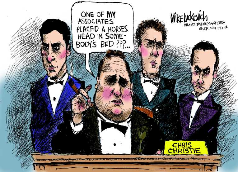 Political/Editorial Cartoon by Mike Luckovich, Atlanta Journal-Constitution on Christie Fires Kelly