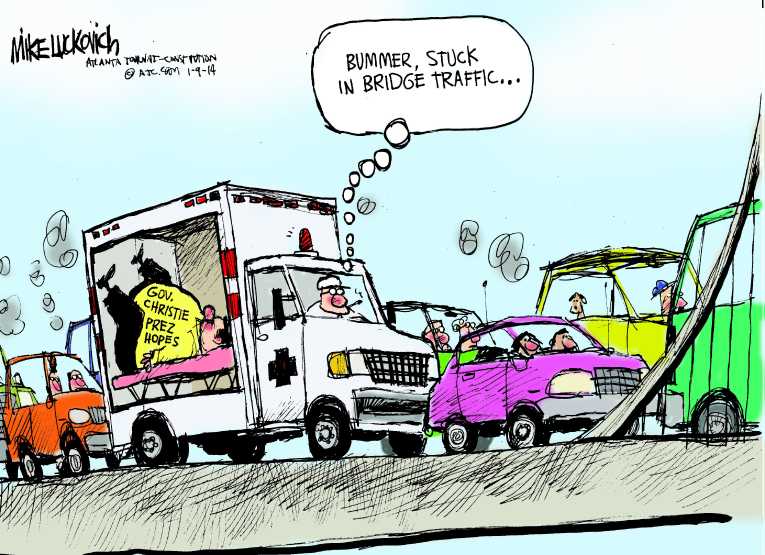 Political/Editorial Cartoon by Mike Luckovich, Atlanta Journal-Constitution on Christie Fires Kelly