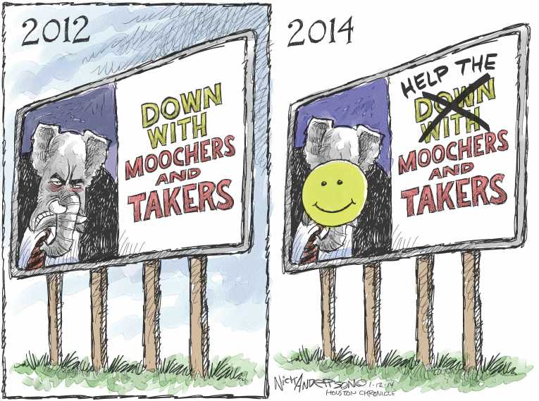 Political/Editorial Cartoon by Nick Anderson, Houston Chronicle on War on Poverty Commemorated