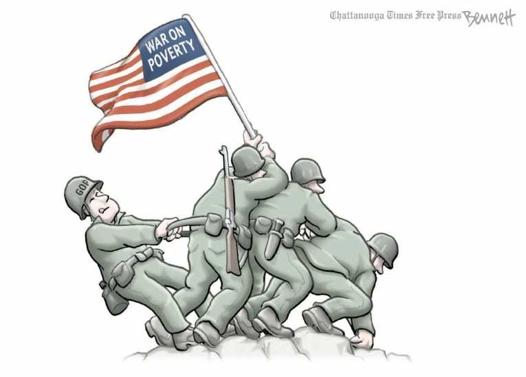 Political/Editorial Cartoon by Clay Bennett, Chattanooga Times Free Press on War on Poverty Commemorated