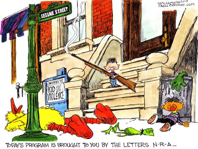 Political/Editorial Cartoon by Bill Schorr, Cagle Cartoons on Gun Battle Continues
