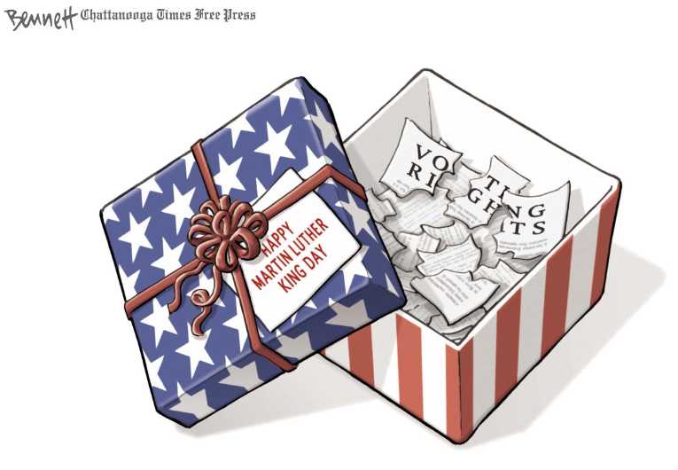 Political/Editorial Cartoon by Clay Bennett, Chattanooga Times Free Press on America Honors King