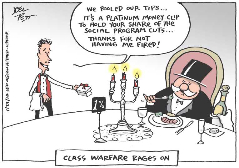 Political/Editorial Cartoon by Joel Pett, Lexington Herald-Leader, CWS/CartoonArts Intl. on Wages Flat, Unemployment High