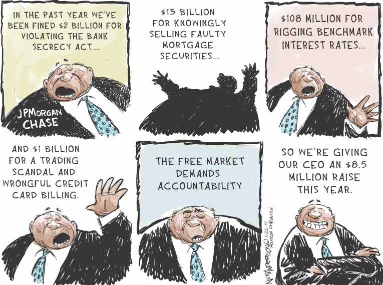 Political/Editorial Cartoon by Nick Anderson, Houston Chronicle on Wages Flat, Unemployment High
