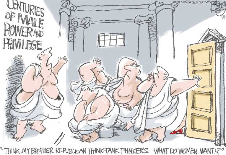 Political/Editorial Cartoon by Pat Bagley, Salt Lake Tribune on Republicans Appeal to Women Voters