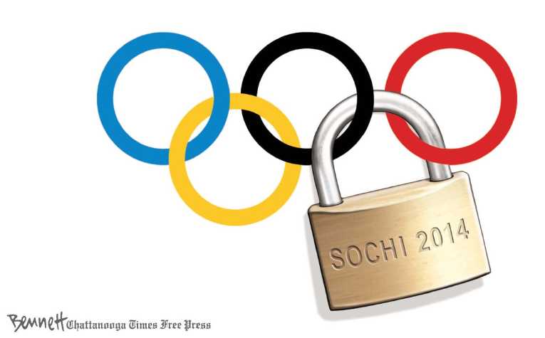 Political/Editorial Cartoon by Clay Bennett, Chattanooga Times Free Press on Winter Olympics Imminent