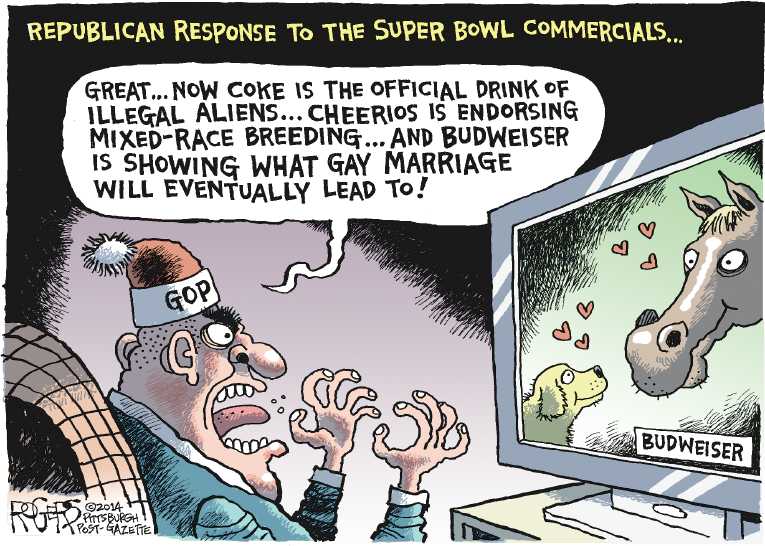 Political/Editorial Cartoon by Rob Rogers, The Pittsburgh Post-Gazette on Republicans Outraged