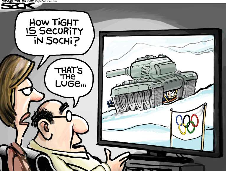 Political/Editorial Cartoon by Steve Sack, Minneapolis Star Tribune on Winter Olympics to Commence