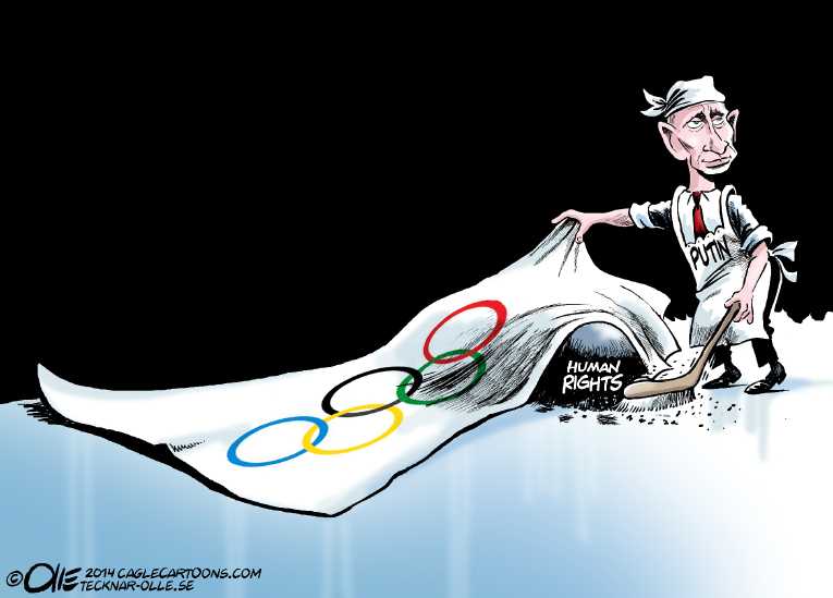 Political/Editorial Cartoon by Olle Johansson, Sweden on Winter Olympics to Commence