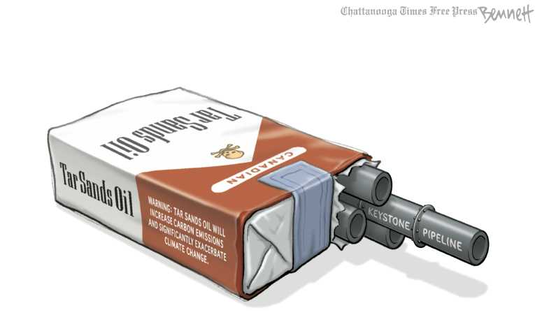 Political/Editorial Cartoon by Clay Bennett, Chattanooga Times Free Press on Pipeline Decision Imminent