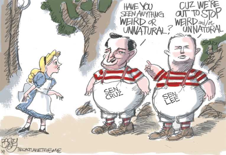 Political/Editorial Cartoon by Pat Bagley, Salt Lake Tribune on Debt Ceiling Raised