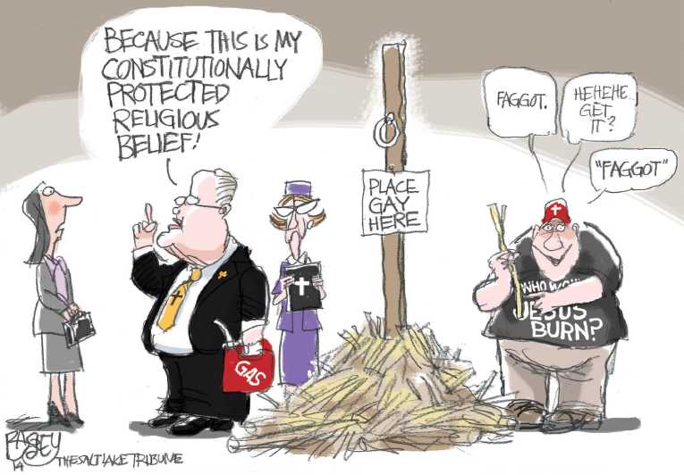 Political/Editorial Cartoon by Pat Bagley, Salt Lake Tribune on Hate Law Vetoed