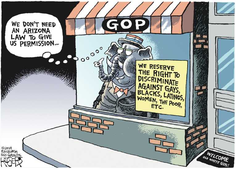 Political/Editorial Cartoon by Rob Rogers, The Pittsburgh Post-Gazette on Hate Law Vetoed