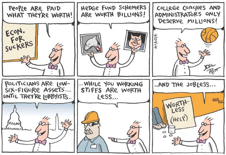 Political/Editorial Cartoon by Joel Pett, Lexington Herald-Leader, CWS/CartoonArts Intl. on President Backs Workers