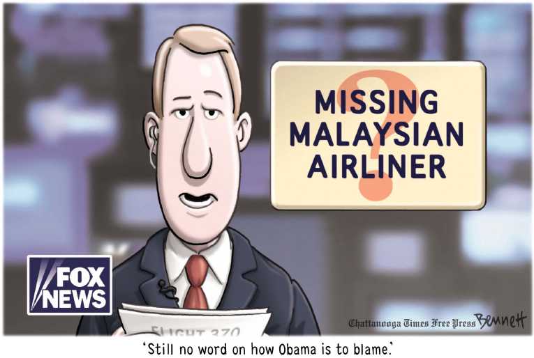 Political/Editorial Cartoon by Clay Bennett, Chattanooga Times Free Press on Flight 370 Still Missing