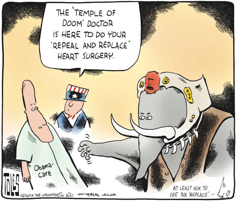 Political/Editorial Cartoon by Tom Toles, Washington Post on Obama Pursues His Agenda
