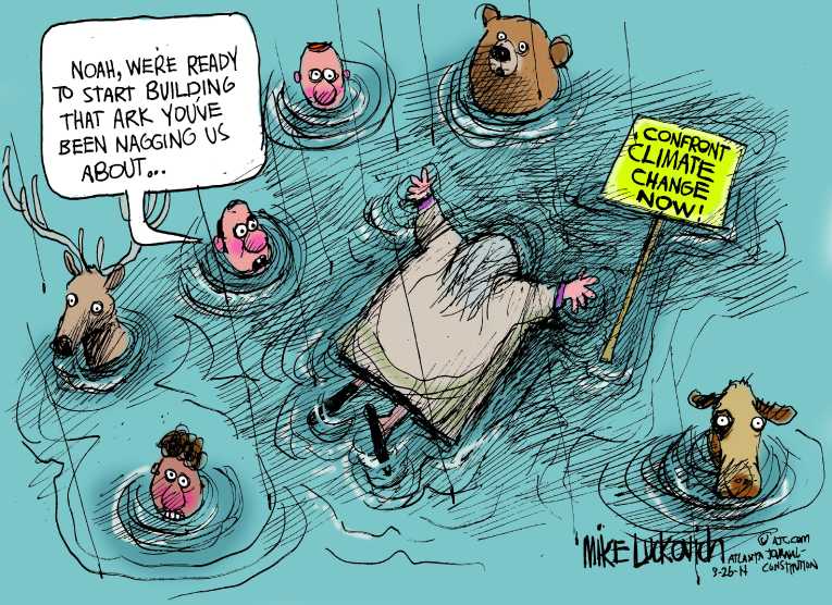 Political/Editorial Cartoon by Mike Luckovich, Atlanta Journal-Constitution on Major Oil Spill in Houston