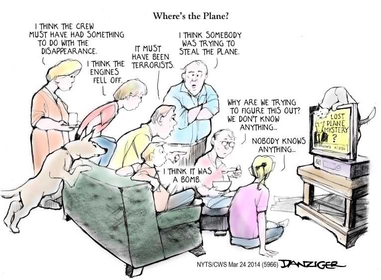 Political/Editorial Cartoon by Jeff Danziger, CWS/CartoonArts Intl. on Flight 370 Still Missing