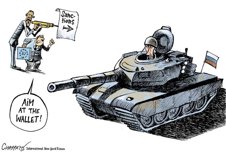 Political/Editorial Cartoon by Patrick Chappatte, International Herald Tribune on Tensions Rise Over Crimea