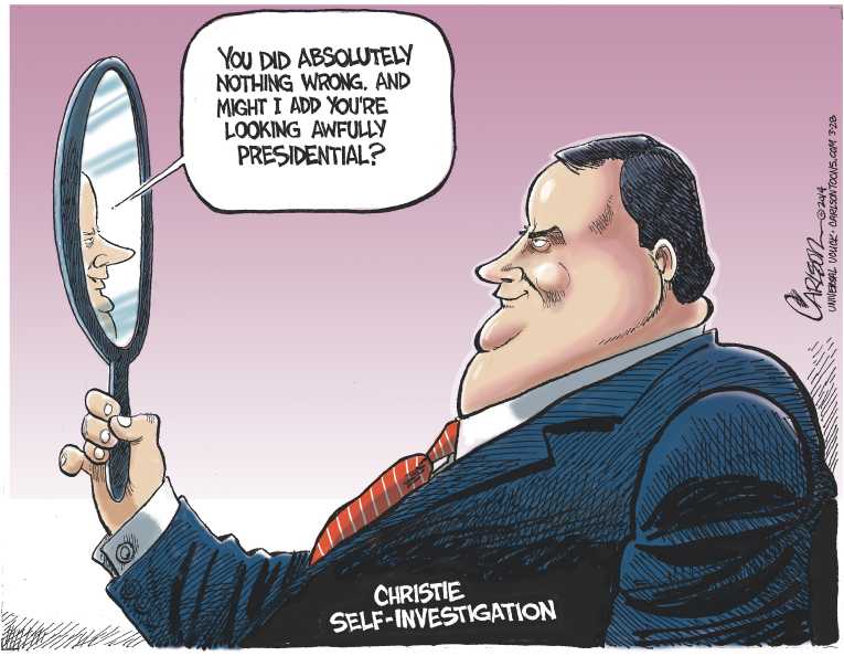 Political/Editorial Cartoon by Stuart Carlson on Chris Christie Exonerated