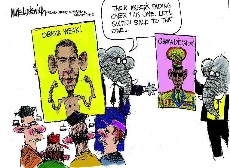 Political/Editorial Cartoon by Mike Luckovich, Atlanta Journal-Constitution on GOP Blames President Obama