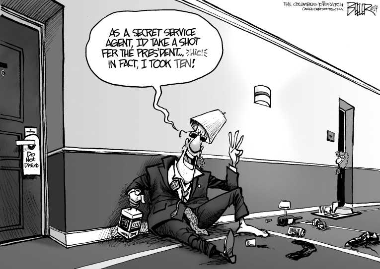Political/Editorial Cartoon by Stuart Carlson on Secret Service Violated Procedures
