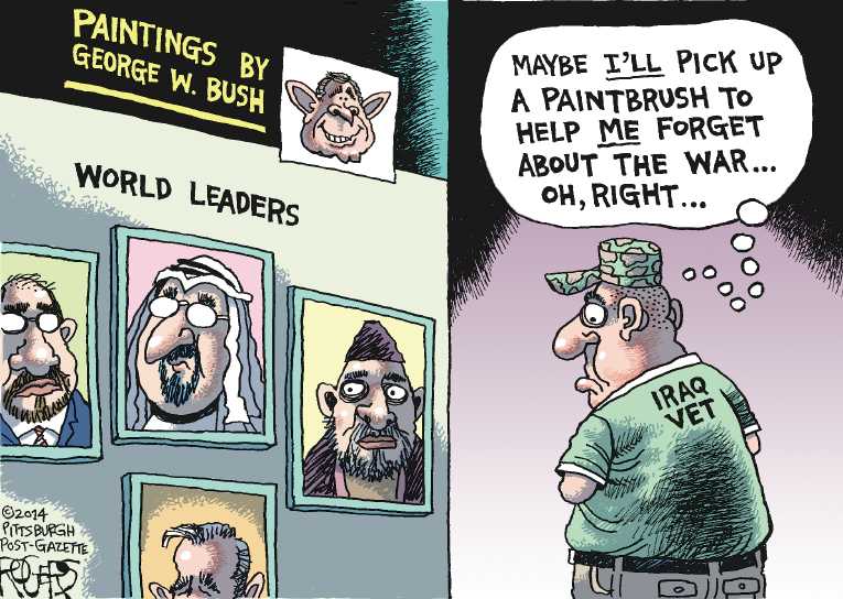 Political/Editorial Cartoon by Rob Rogers, The Pittsburgh Post-Gazette on Bush Paints Leaders