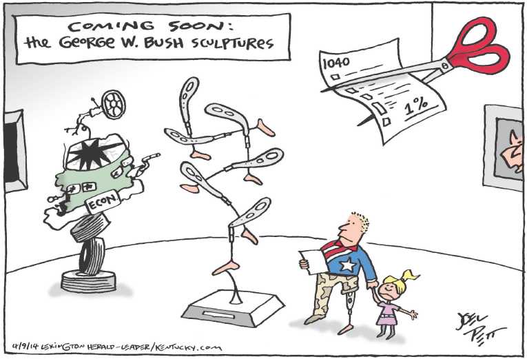 Political/Editorial Cartoon by Joel Pett, Lexington Herald-Leader, CWS/CartoonArts Intl. on Bush Paints Leaders